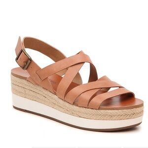 Lucky Brand women’s pink strappy leather platform espadrille sandals feminine